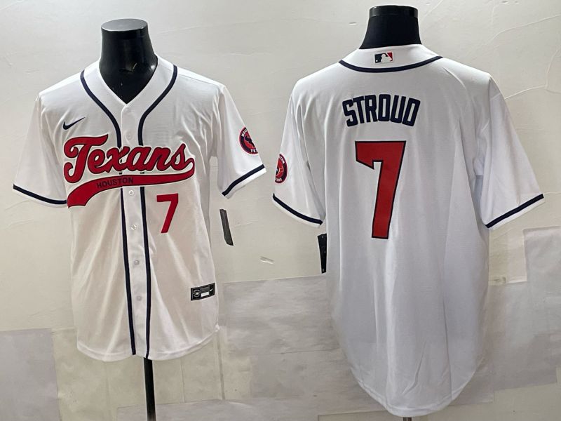 Men 2025 Houston Texans #7 Stroud White Joint Name Nike Limited NFL Jersey style 05